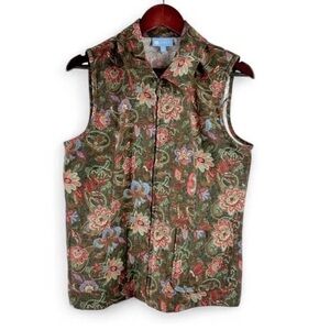 Koret Womens Grandmacore Boho Sweater Vest Vintage 90s Cottagecore Paisley Small